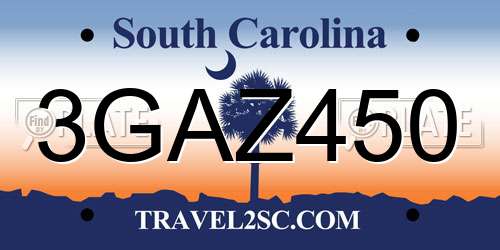 3GAZ450 South Carolina License Plate
