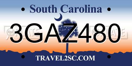 3GAZ480 South Carolina License Plate