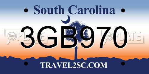 3GB970 South Carolina License Plate