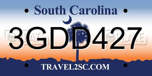 3GDD427 South Carolina License Plate