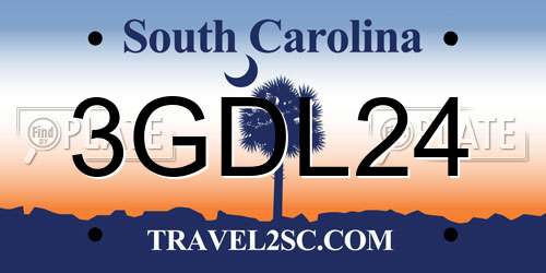 3GDL24 South Carolina License Plate