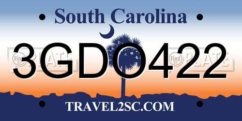 3GDO422 South Carolina License Plate