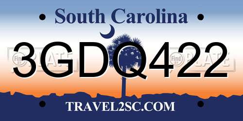 3GDQ422 South Carolina License Plate