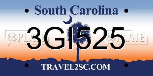 3GI525 South Carolina License Plate