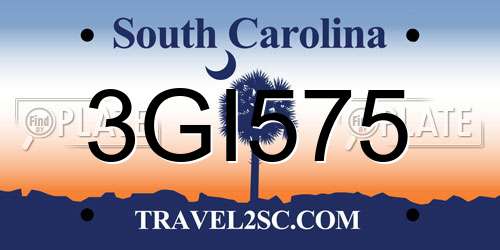 3GI575 South Carolina License Plate
