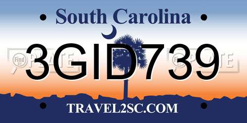 3GID739 South Carolina License Plate