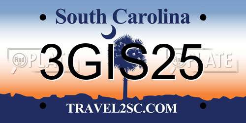 3GIS25 South Carolina License Plate