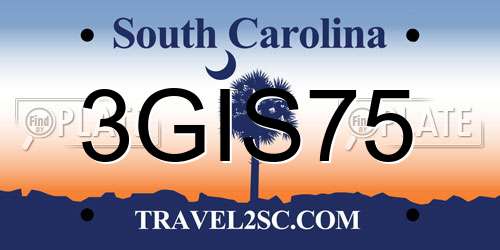 3GIS75 South Carolina License Plate