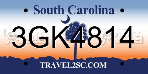 3GK4814 South Carolina License Plate