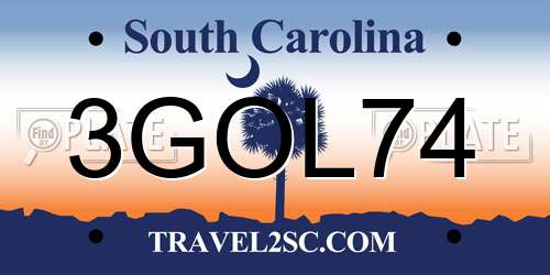 3GOL74 South Carolina License Plate