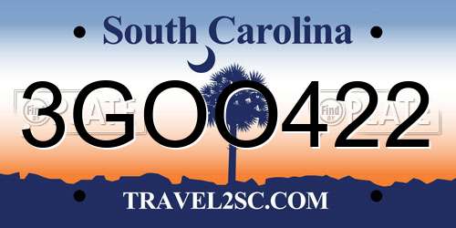 3GOO422 South Carolina License Plate