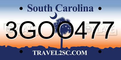 3GOO477 South Carolina License Plate