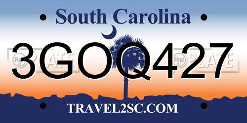 3GOQ427 South Carolina License Plate