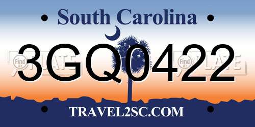 3GQ0422 South Carolina License Plate