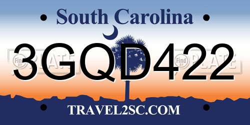 3GQD422 South Carolina License Plate