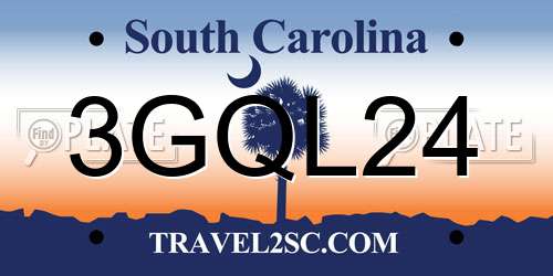 3GQL24 South Carolina License Plate