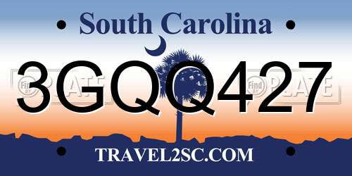 3GQQ427 South Carolina License Plate