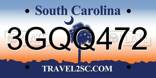 3GQQ472 South Carolina License Plate