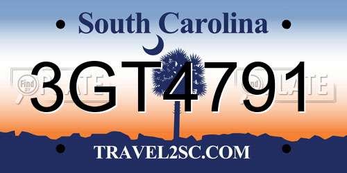 3GT4791 South Carolina License Plate