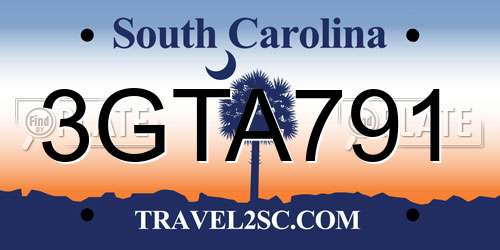 3GTA791 South Carolina License Plate