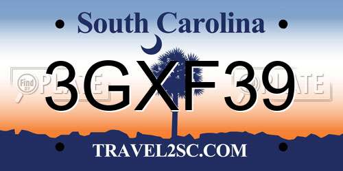 3GXF39 South Carolina License Plate