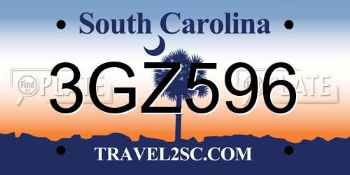 3GZ596 South Carolina License Plate
