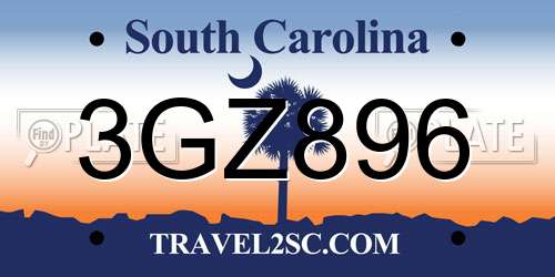 3GZ896 South Carolina License Plate