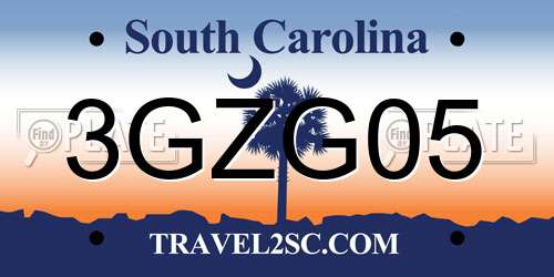 3GZG05 South Carolina License Plate