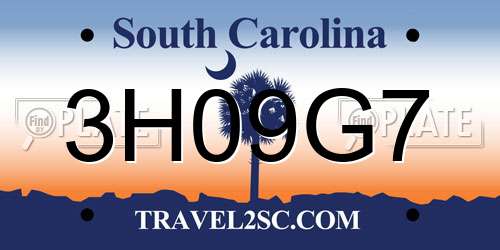 3H09G7 South Carolina License Plate