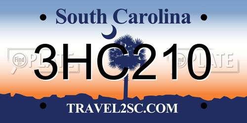 3HC210 South Carolina License Plate