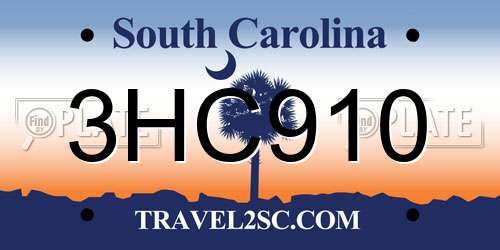3HC910 South Carolina License Plate