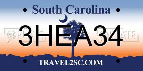 3HEA34 South Carolina License Plate