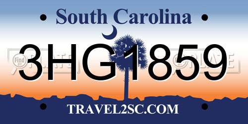 3HG1859 South Carolina License Plate