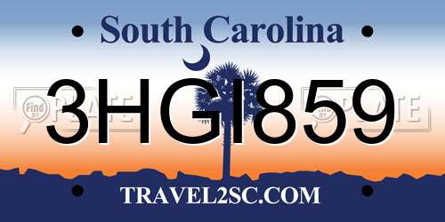 3HGI859 South Carolina License Plate