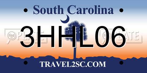 3HHL06 South Carolina License Plate