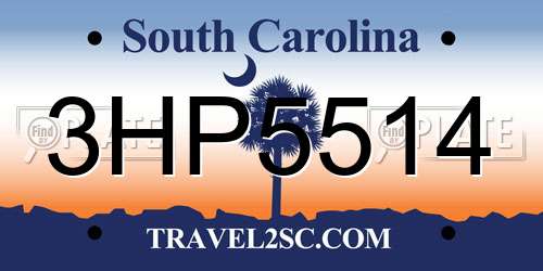 3HP5514 South Carolina License Plate