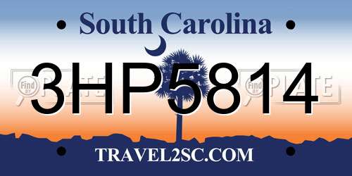 3HP5814 South Carolina License Plate