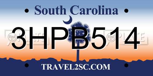 3HPB514 South Carolina License Plate