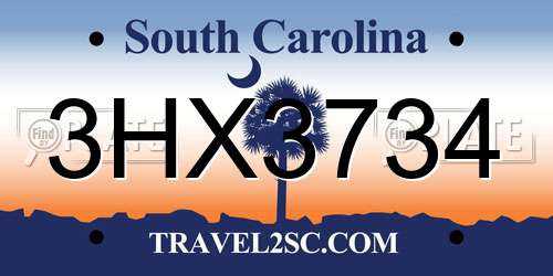 3HX3734 South Carolina License Plate