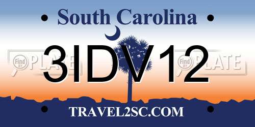 3IDV12 South Carolina License Plate