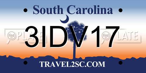3IDV17 South Carolina License Plate