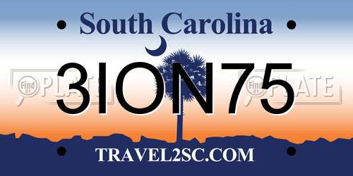 3ION75 South Carolina License Plate