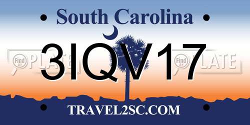 3IQV17 South Carolina License Plate