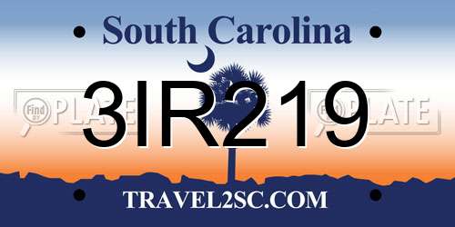 3IR219 South Carolina License Plate