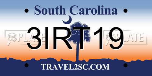 3IRT19 South Carolina License Plate