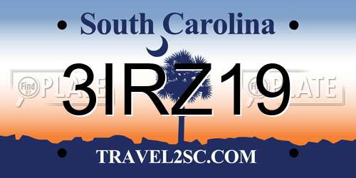 3IRZ19 South Carolina License Plate