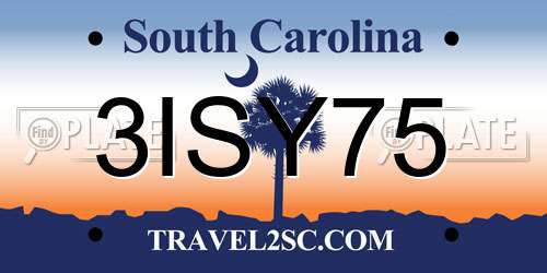 3ISY75 South Carolina License Plate