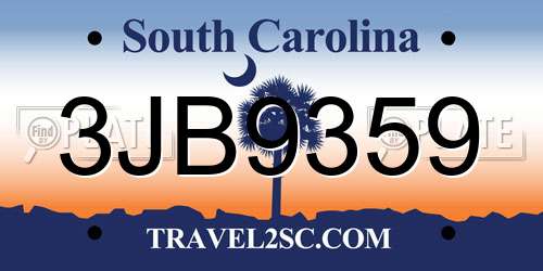 3JB9359 South Carolina License Plate