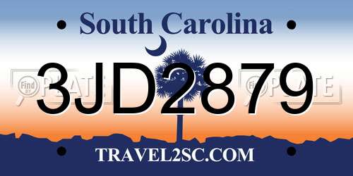3JD2879 South Carolina License Plate