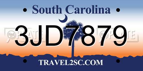 3JD7879 South Carolina License Plate